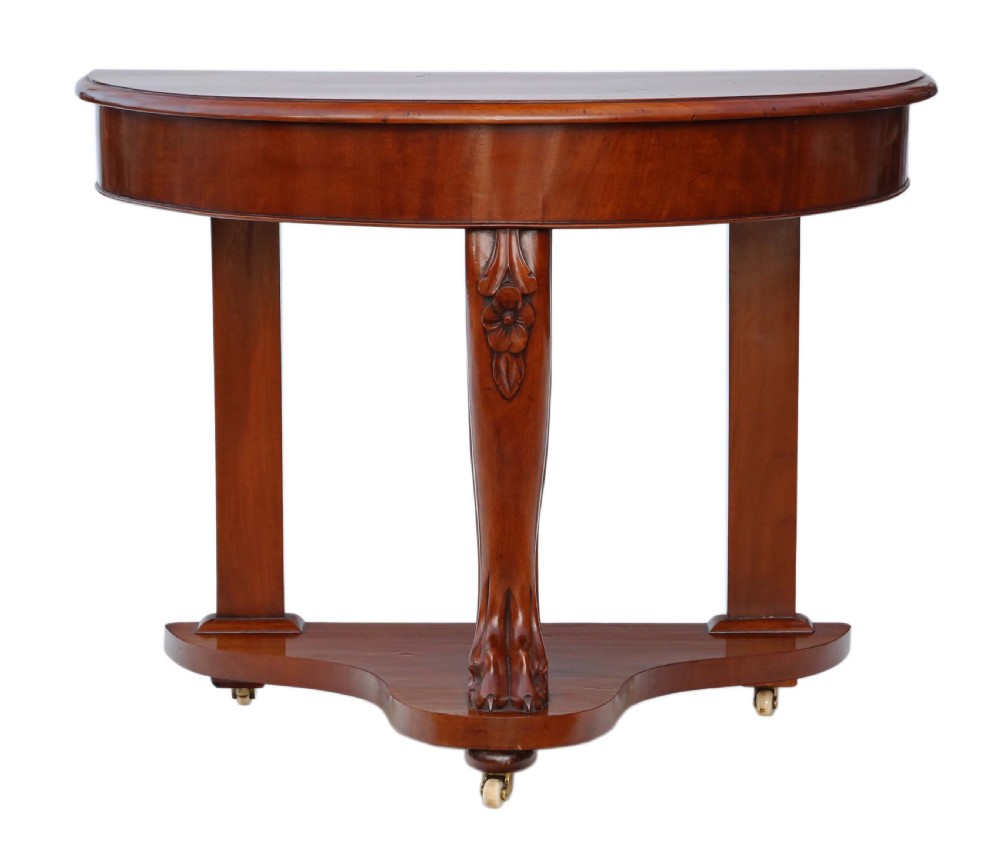 Victorian mahogany demi-lune console table  View III