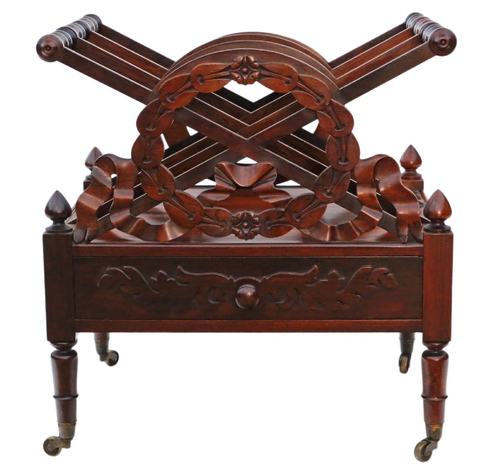 Georgian rosewood Canterbury magazine rack 