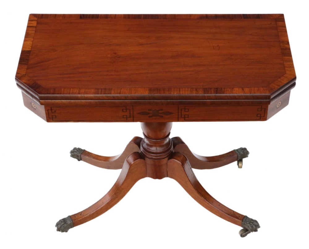 Georgian mahogany rosewood folding card table View II