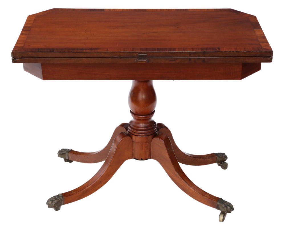 Georgian mahogany rosewood folding card table View X
