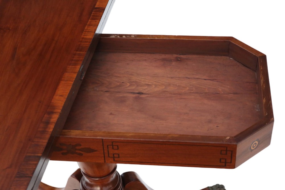 Georgian mahogany rosewood folding card table View XII
