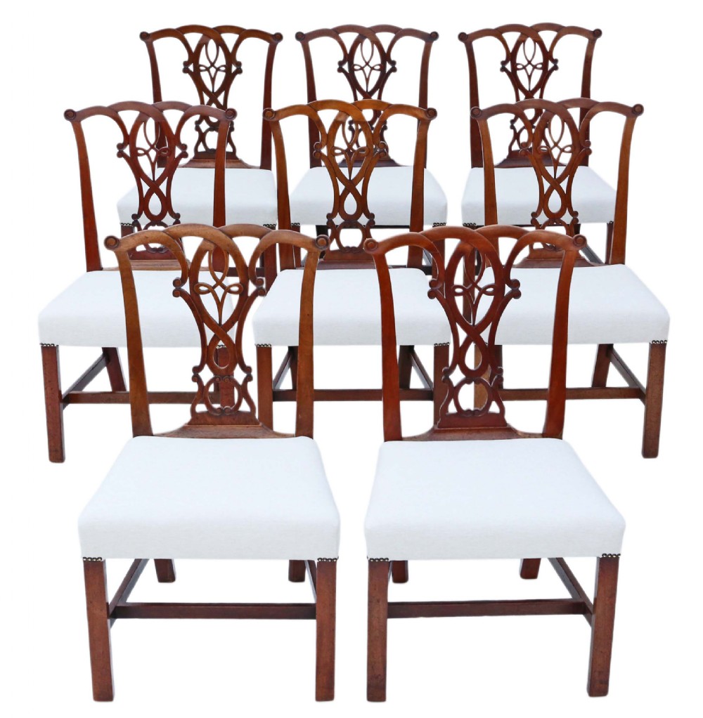 Set of 8 mahogany Georgian C1800 dining chairs 