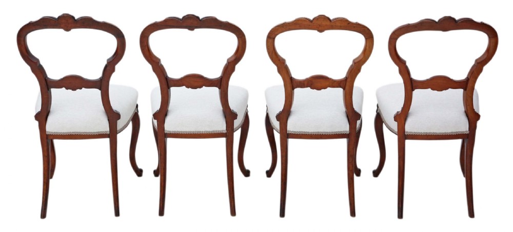 Set of 4 Victorian C1880 walnut balloon back dining chairs  View III