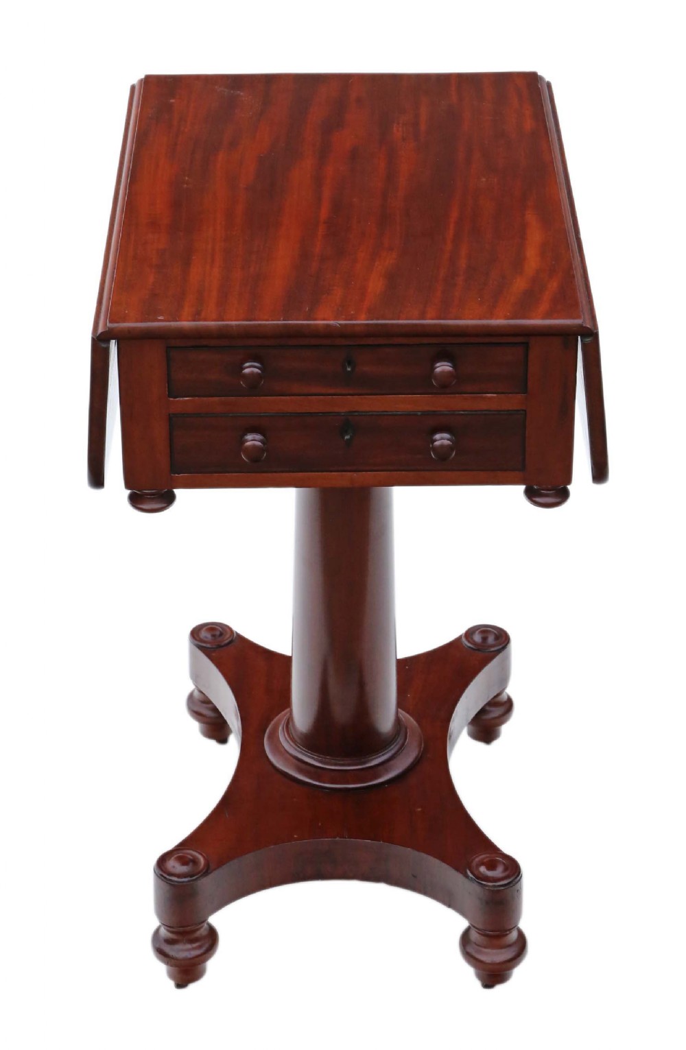 19th Century two drawer mahogany drop leaf work table