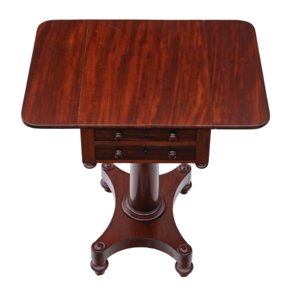 19th Century two drawer mahogany drop leaf work table View IV