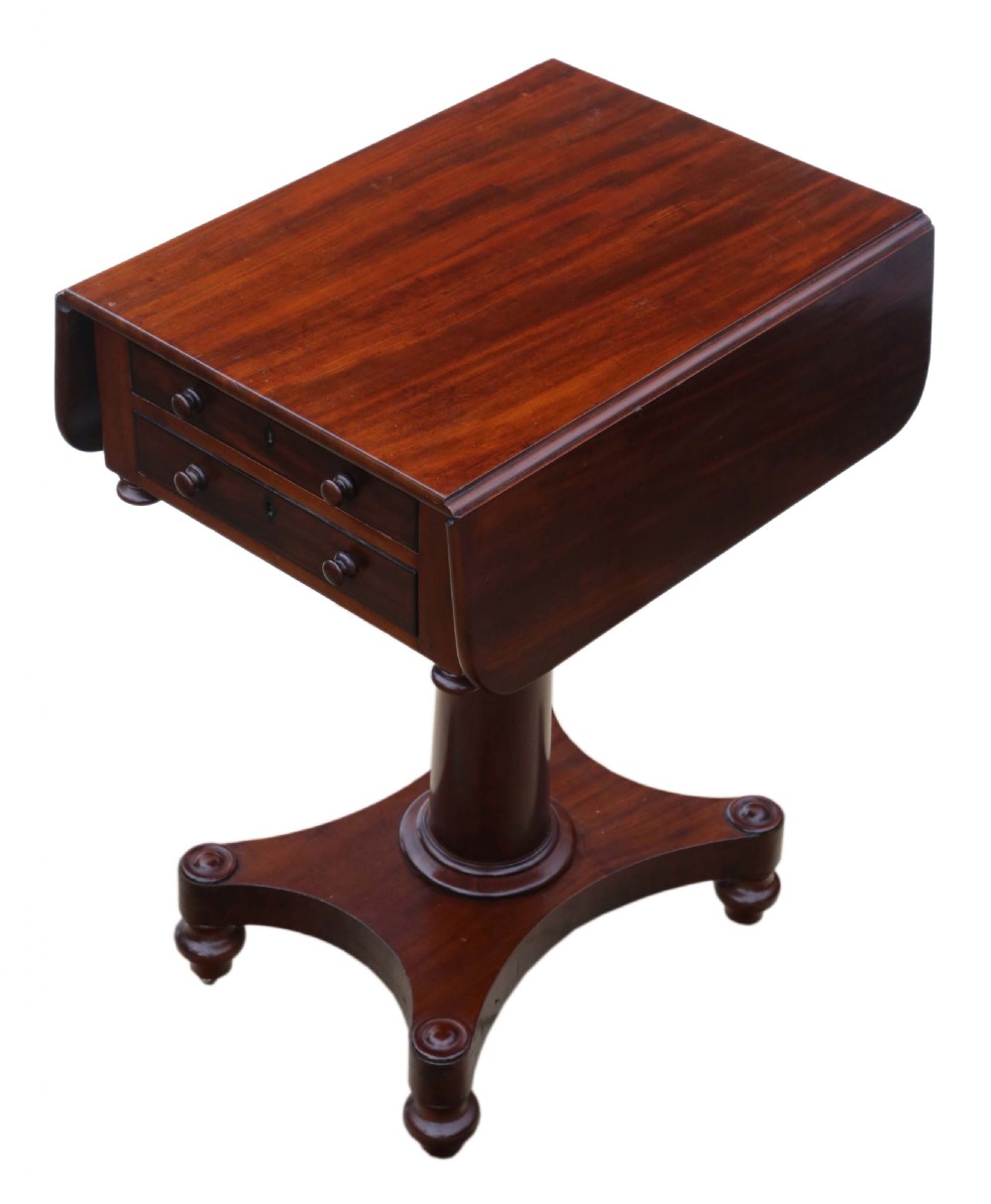 19th Century two drawer mahogany drop leaf work table View VIII