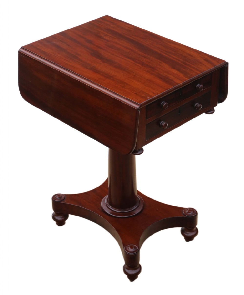 19th Century two drawer mahogany drop leaf work table View IX