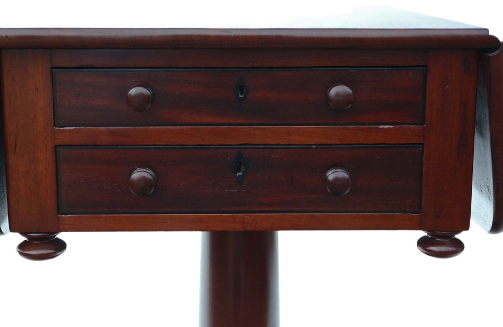 19th Century two drawer mahogany drop leaf work table View X