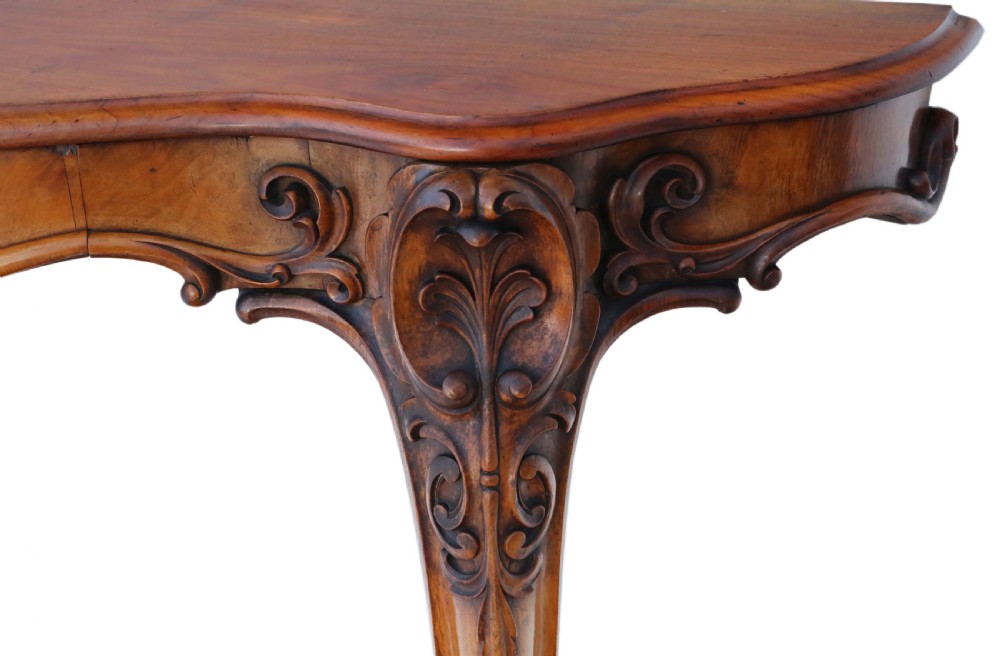 19th Century carved and figured walnut console table  View V