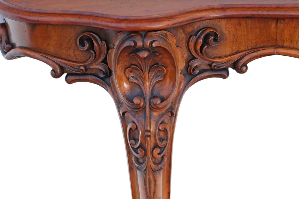 19th Century carved and figured walnut console table  View VI