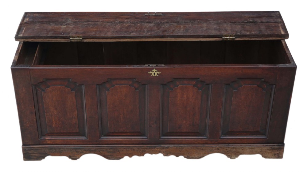 Georgian C1800 panelled oak mule chest  View III