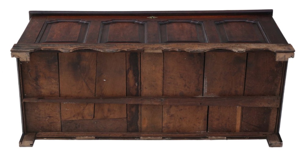 Georgian C1800 panelled oak mule chest  View V