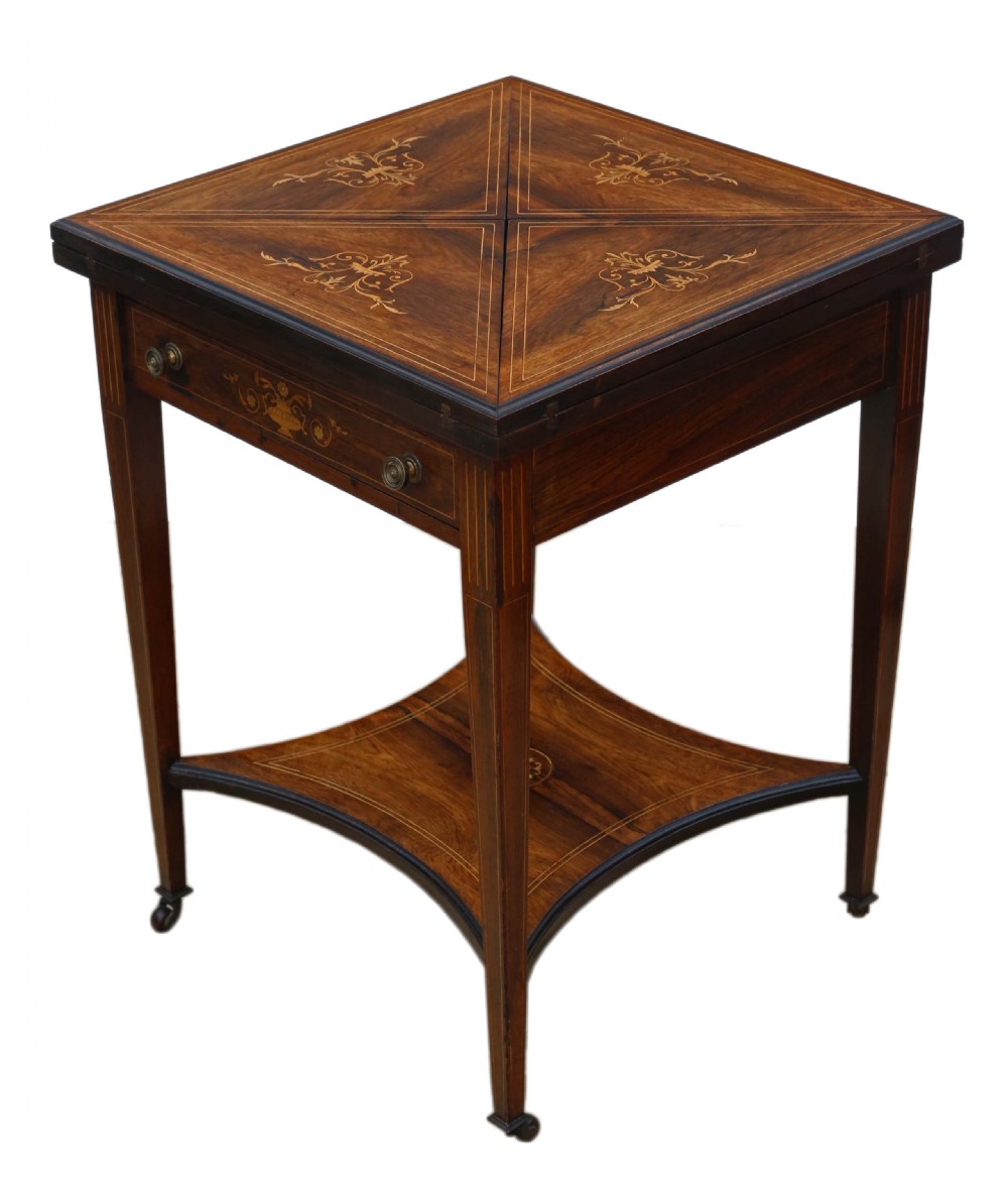 Victorian C1890 inlaid rosewood games table  View VII