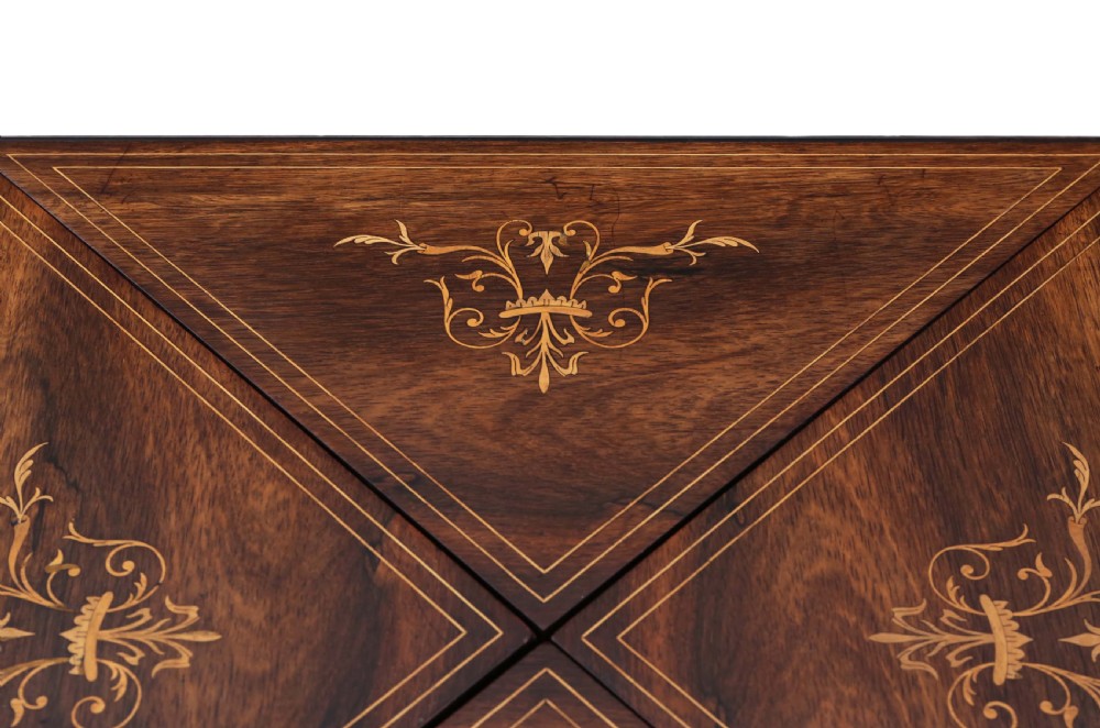 Victorian C1890 inlaid rosewood games table  View IX