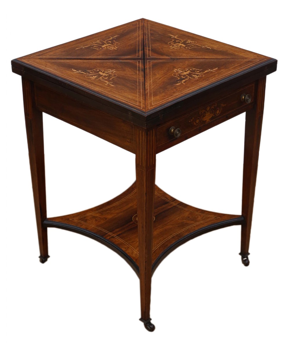 Victorian C1890 inlaid rosewood games table  View XI