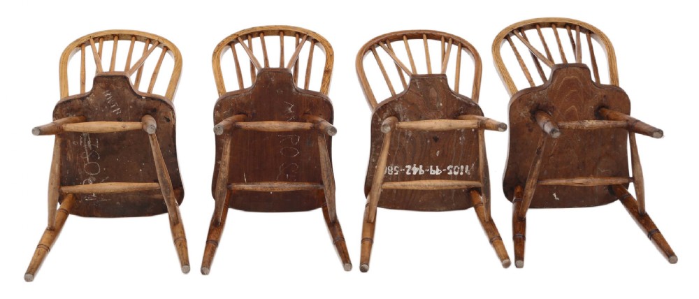 Set of 4 Victorian ash, elm & beech kitchen dining chairs  View III