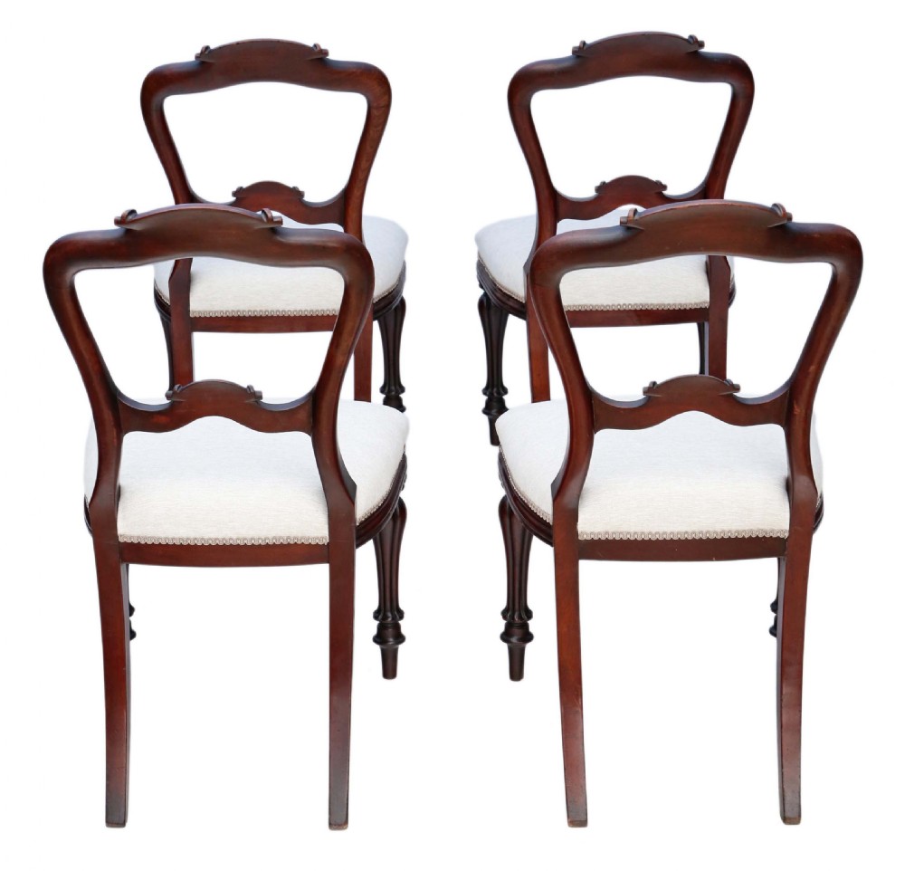 Set of 4 early Victorian mahogany dining chairs View IV