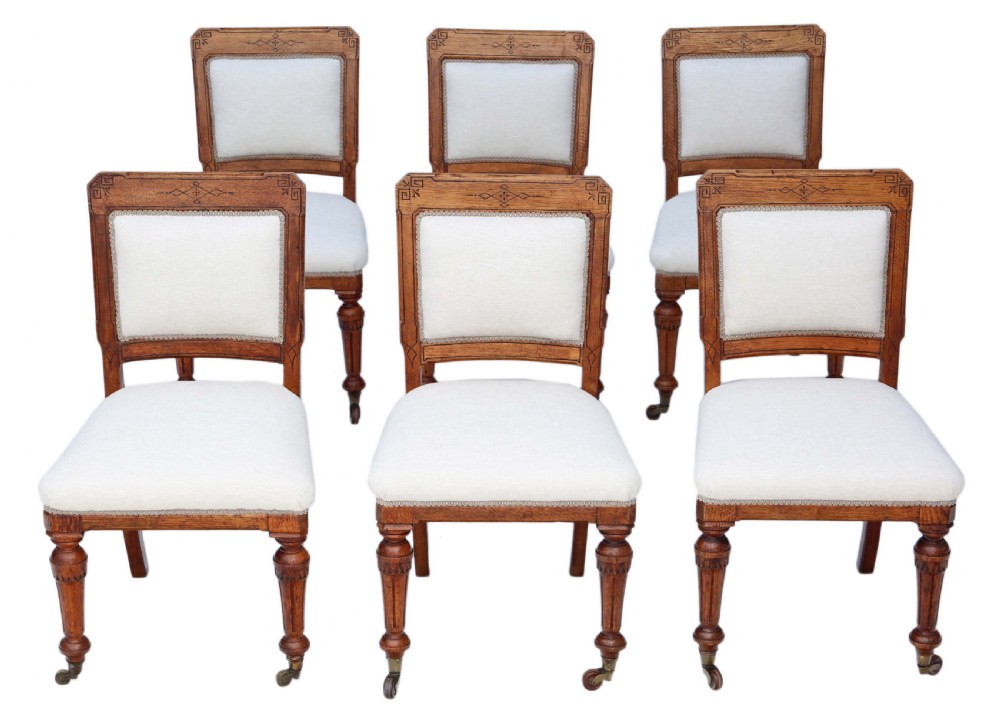 Set of 6 Victorian Aesthetic oak dining chairs