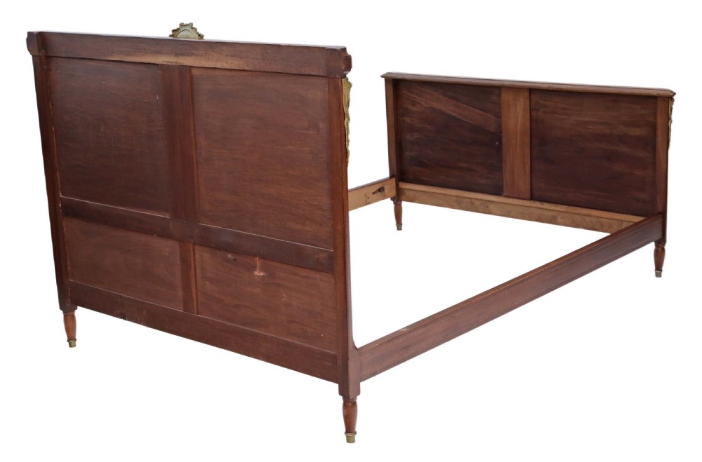 French inlaid mahogany double bed surround 