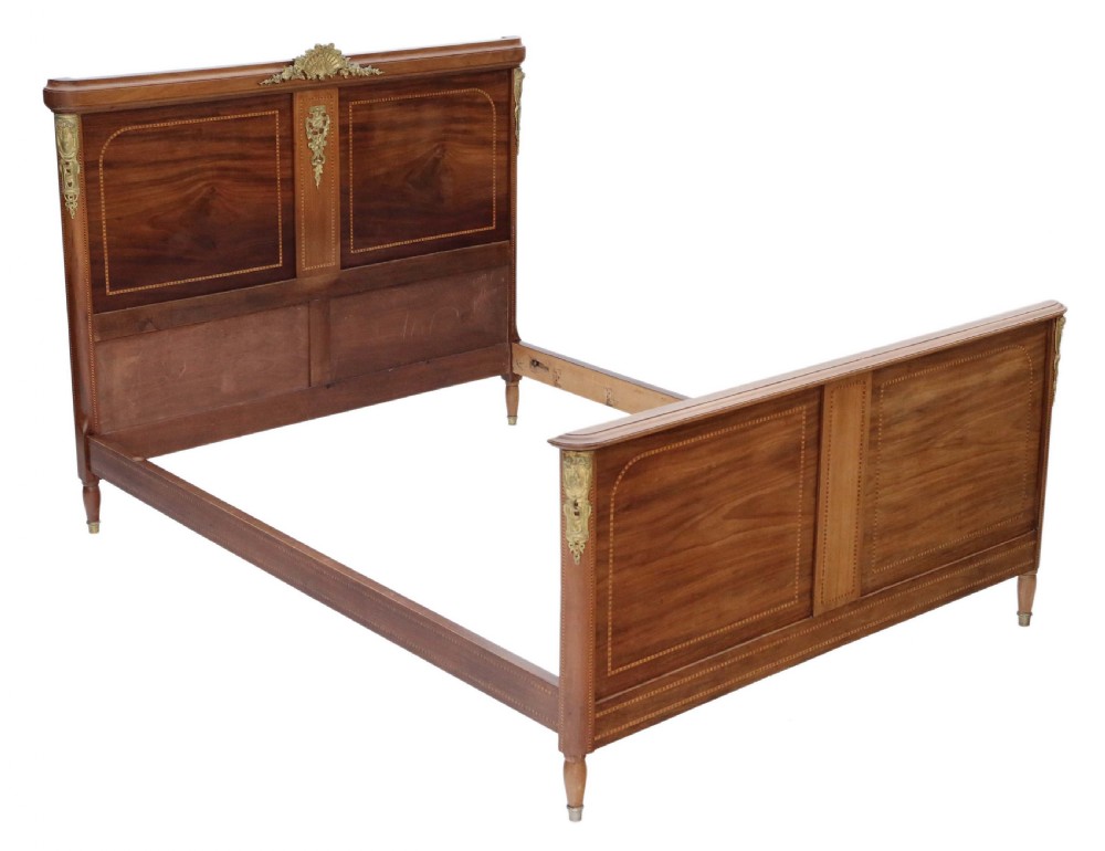 French inlaid mahogany double bed surround  View VI