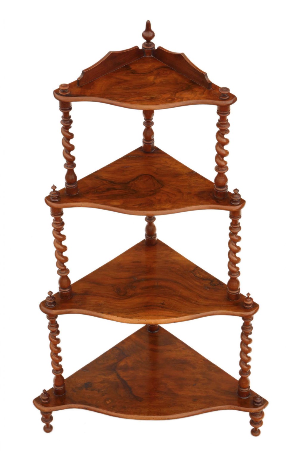 Victorian figured walnut corner whatnot