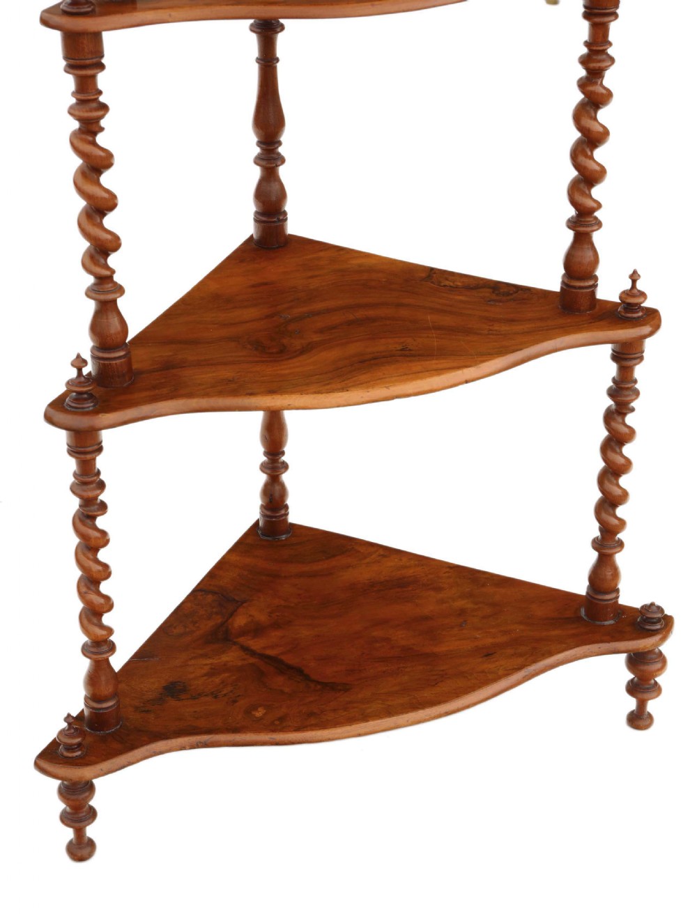Victorian figured walnut corner whatnot View IV