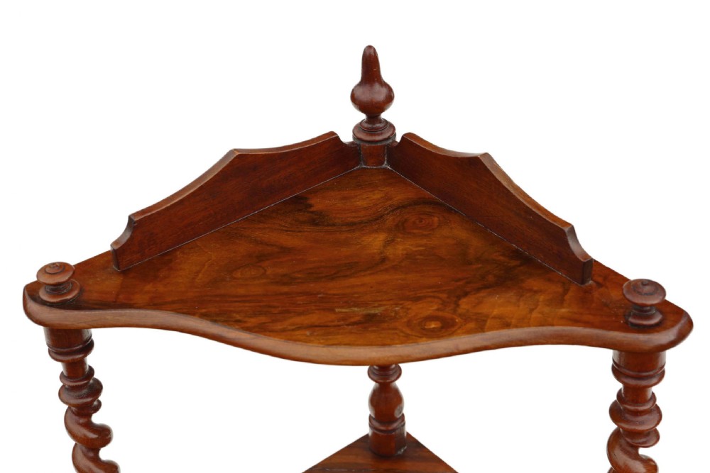 Victorian figured walnut corner whatnot View V