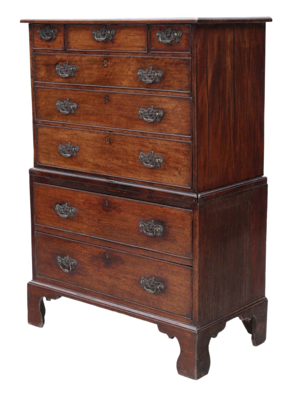 Georgian C1800 tallboy chest on chest of drawers View V