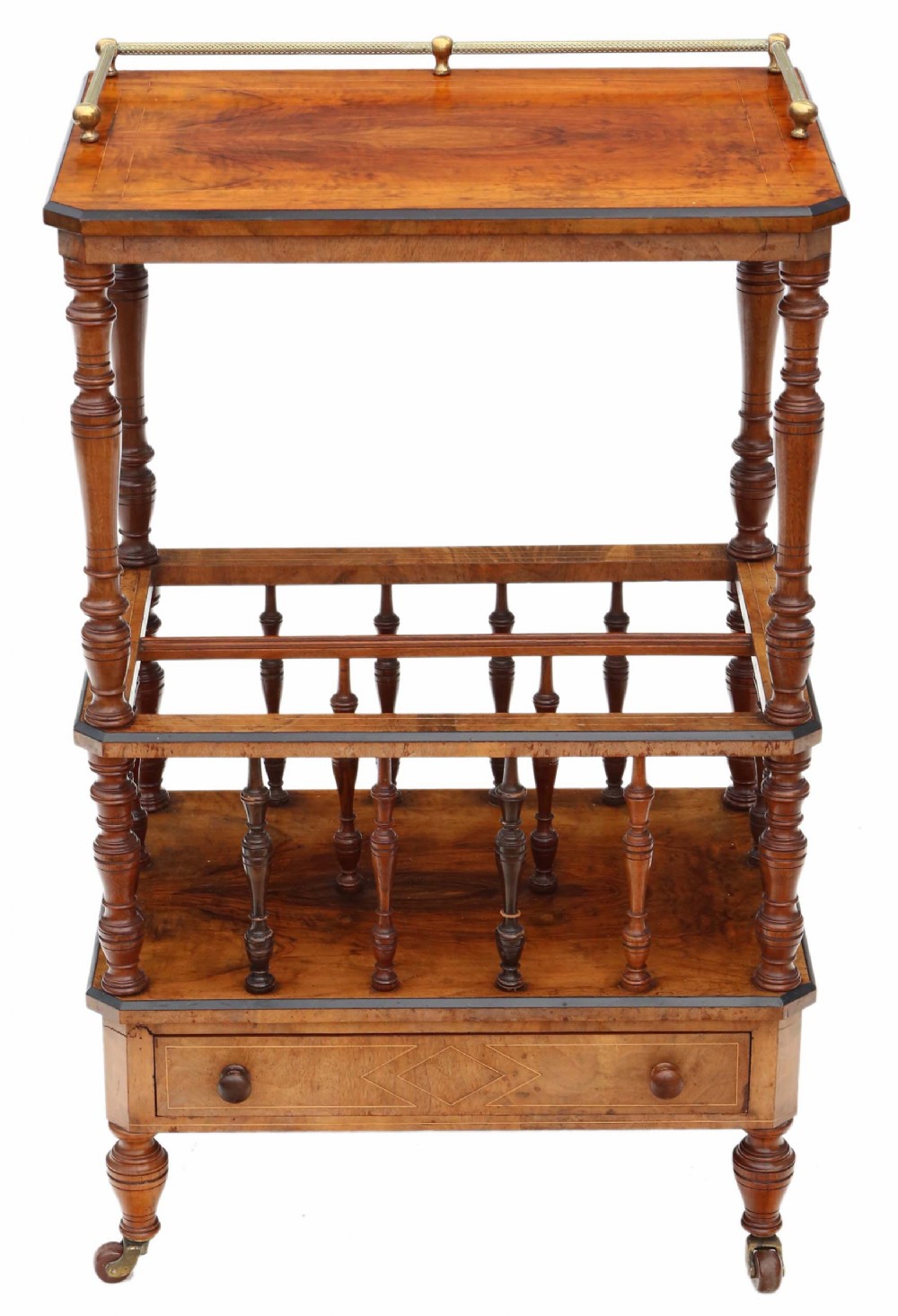 Victorian Aesthetic C1880 inlaid mahogany Canterbury whatnot 