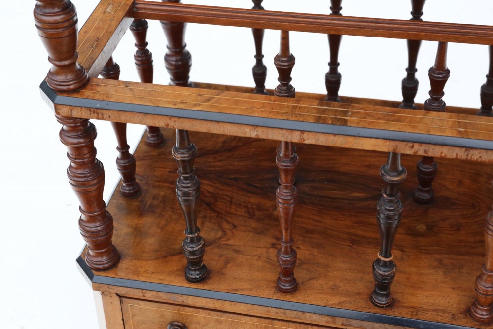 Victorian Aesthetic C1880 inlaid mahogany Canterbury whatnot  View IV
