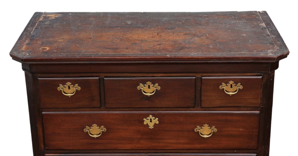 Georgian C1780 tallboy mahogany chest on chest of drawers View II