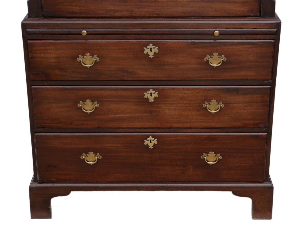 Georgian C1780 tallboy mahogany chest on chest of drawers View III