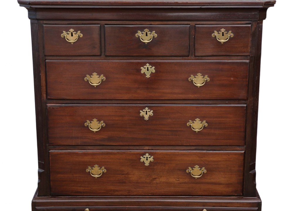 Georgian C1780 tallboy mahogany chest on chest of drawers View IV