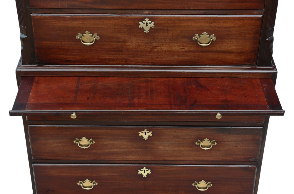 Georgian C1780 tallboy mahogany chest on chest of drawers View VII
