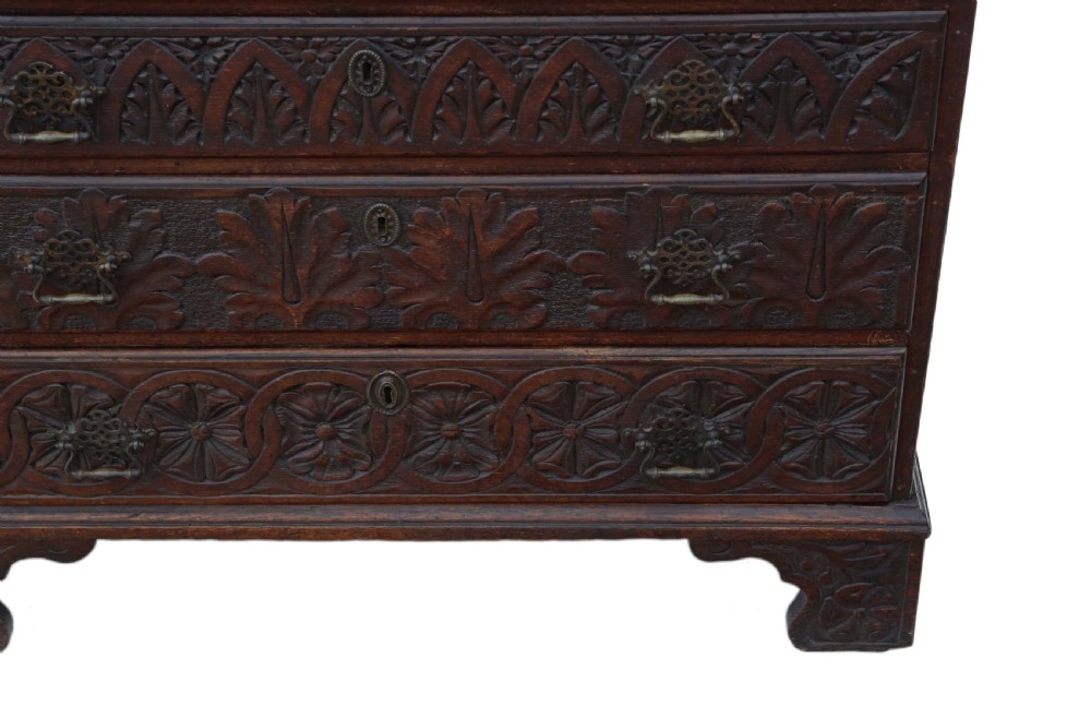 Georgian C1800 carved oak bureau View III