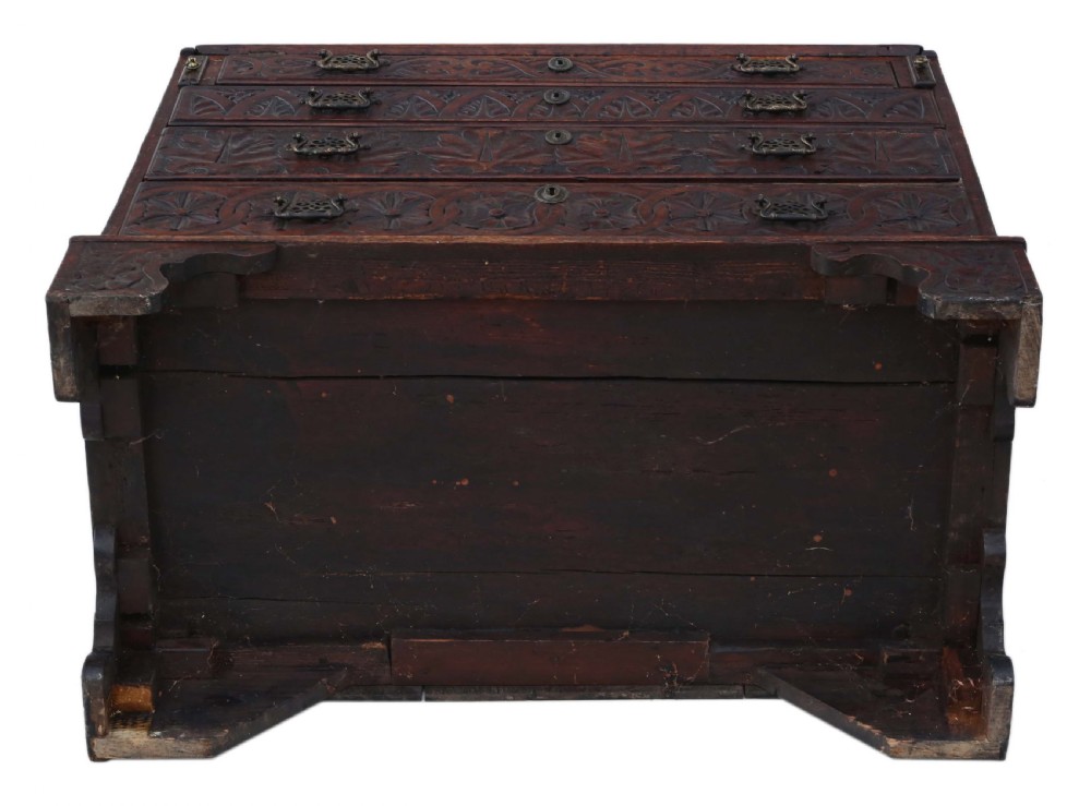 Georgian C1800 carved oak bureau View X