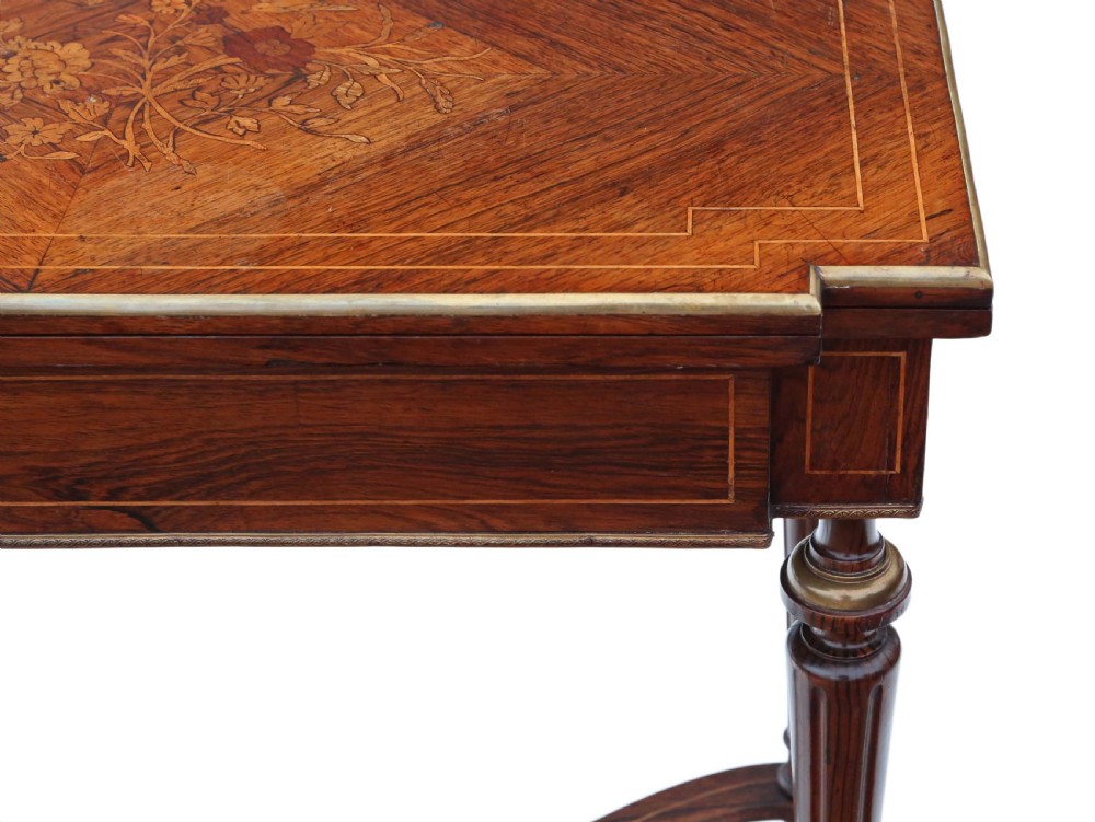 Rosewood marquetry folding card table  View III