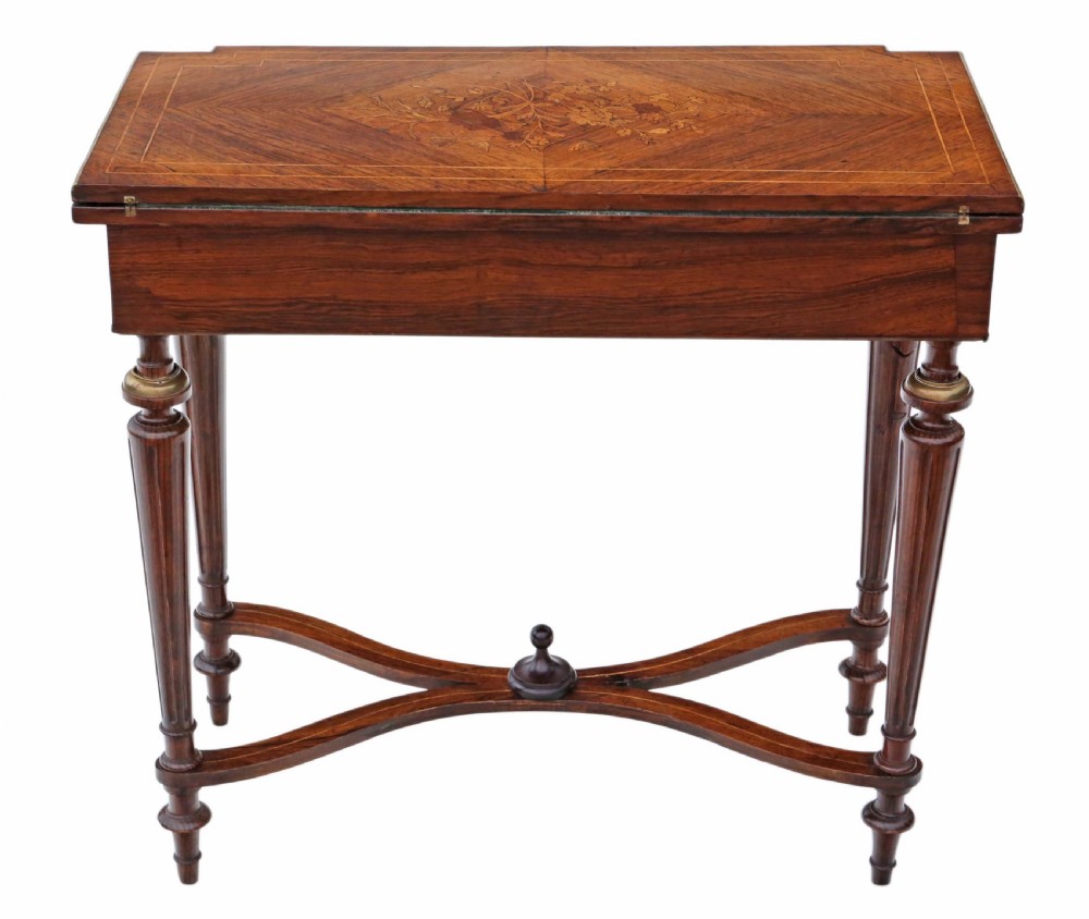 Rosewood marquetry folding card table  View VII