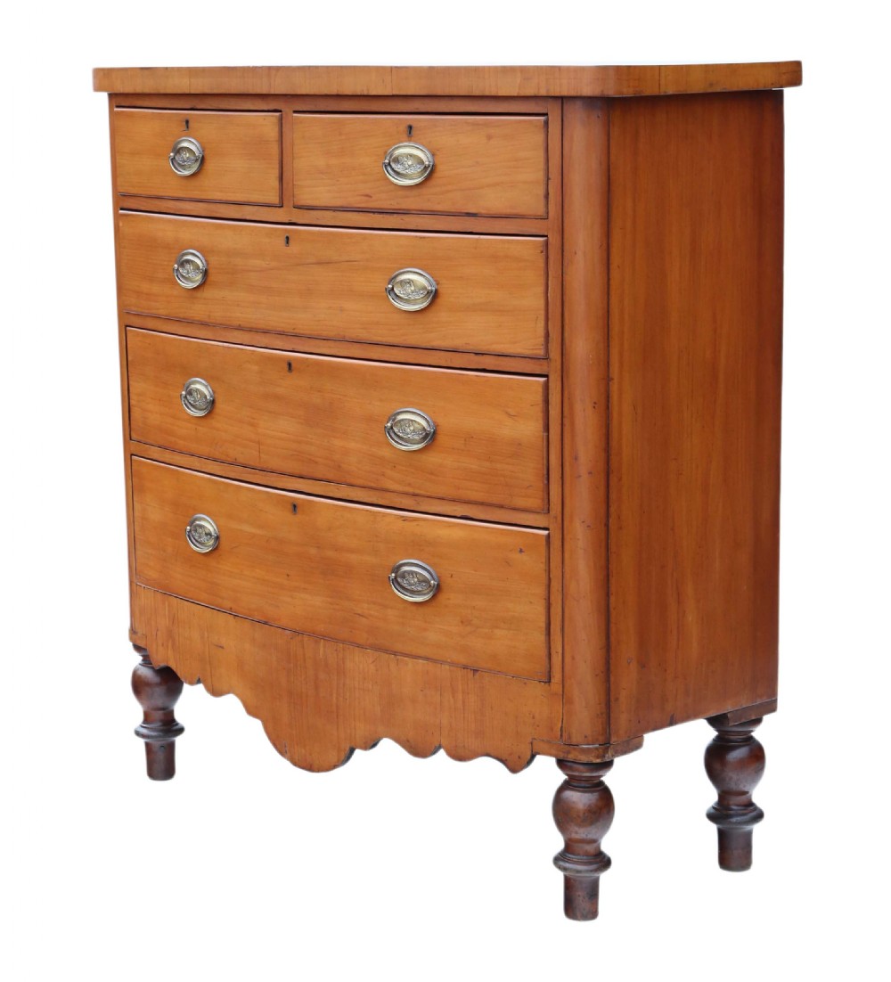 Victorian satin walnut bow front chest of drawers View III