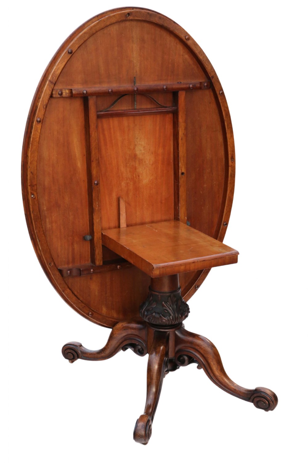 Victorian burr walnut oval loo breakfast tilt top table View VII