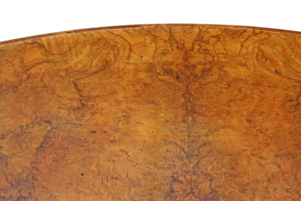 Victorian burr walnut oval loo breakfast tilt top table View VIII