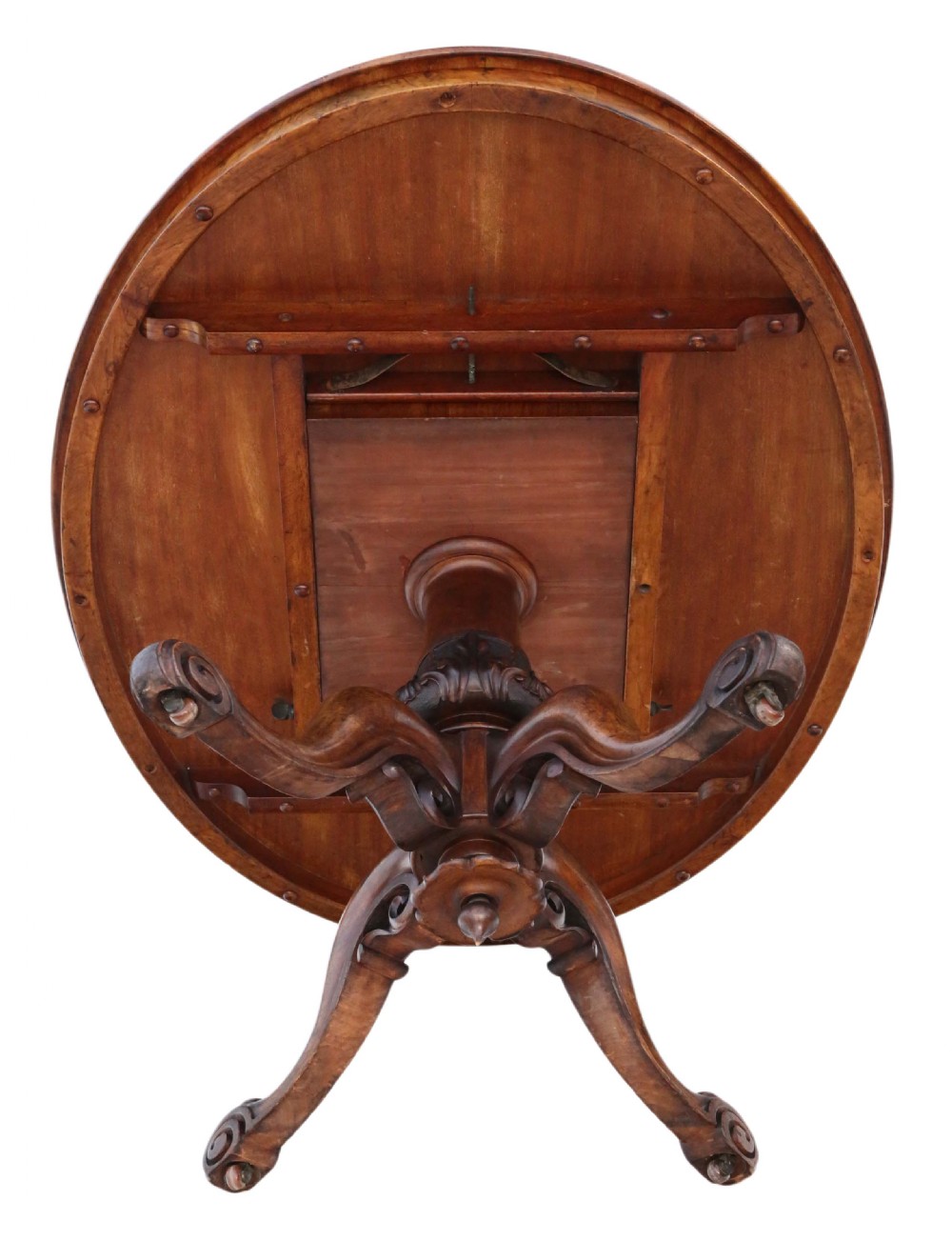 Victorian burr walnut oval loo breakfast tilt top table View X