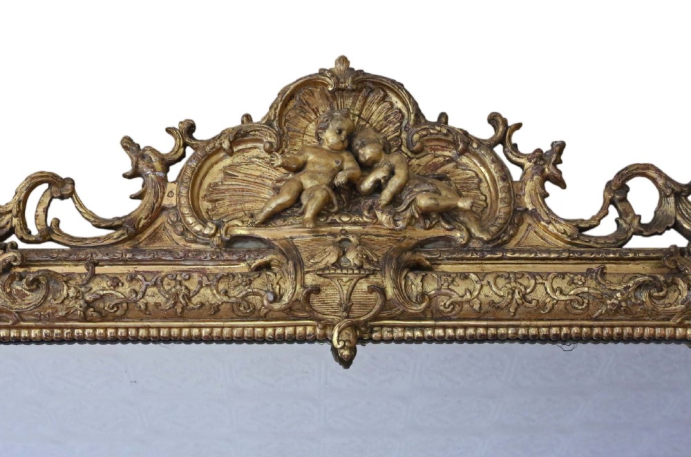Victorian large gilt overmantle wall mirror  View VI