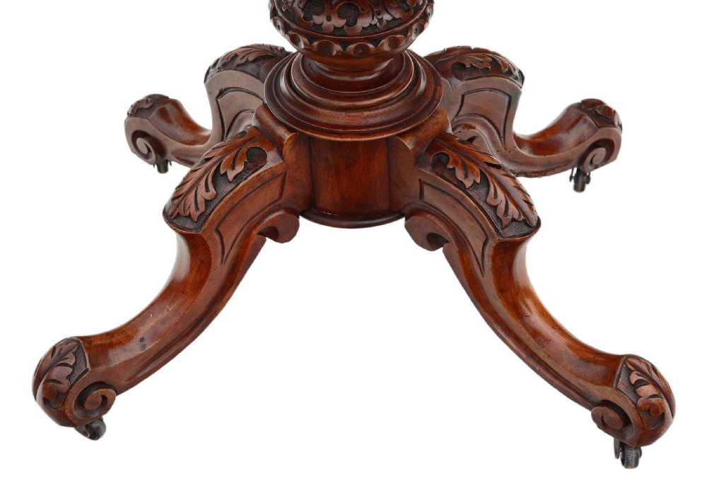 Victorian C1860 burr walnut folding demi-lune card table  View IV
