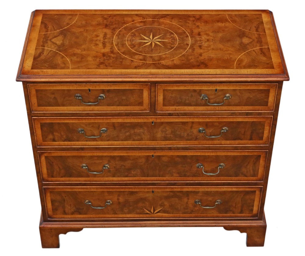 Georgian inlaid burr walnut chest of drawers C1820-50 View III