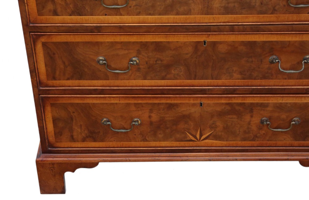 Georgian inlaid burr walnut chest of drawers C1820-50 View V