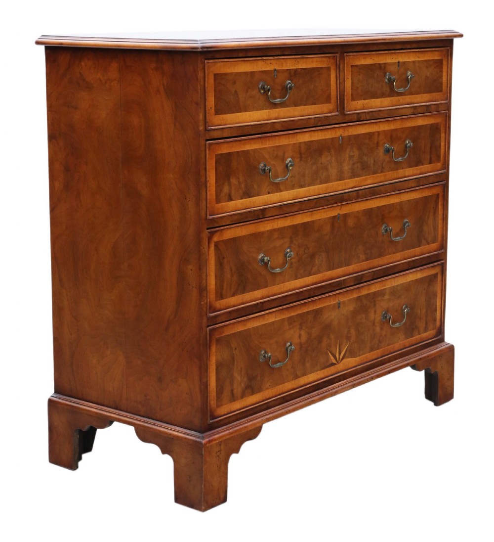 Georgian inlaid burr walnut chest of drawers C1820-50 View VII