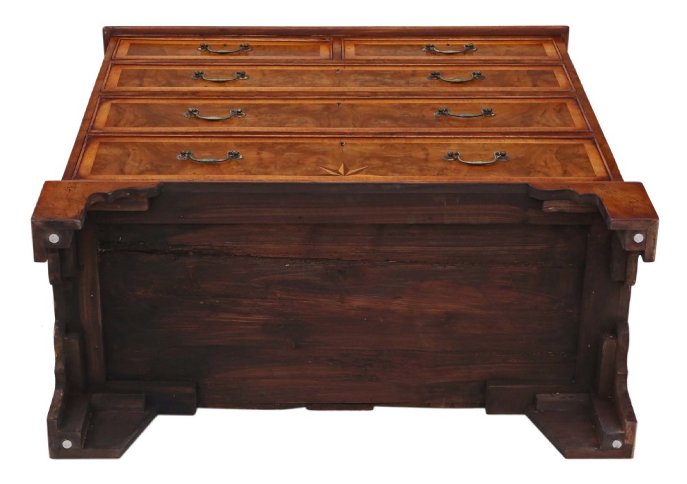 Georgian inlaid burr walnut chest of drawers C1820-50 View X