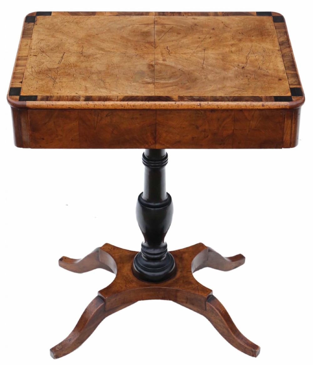 19th Century crossbanded walnut tea table