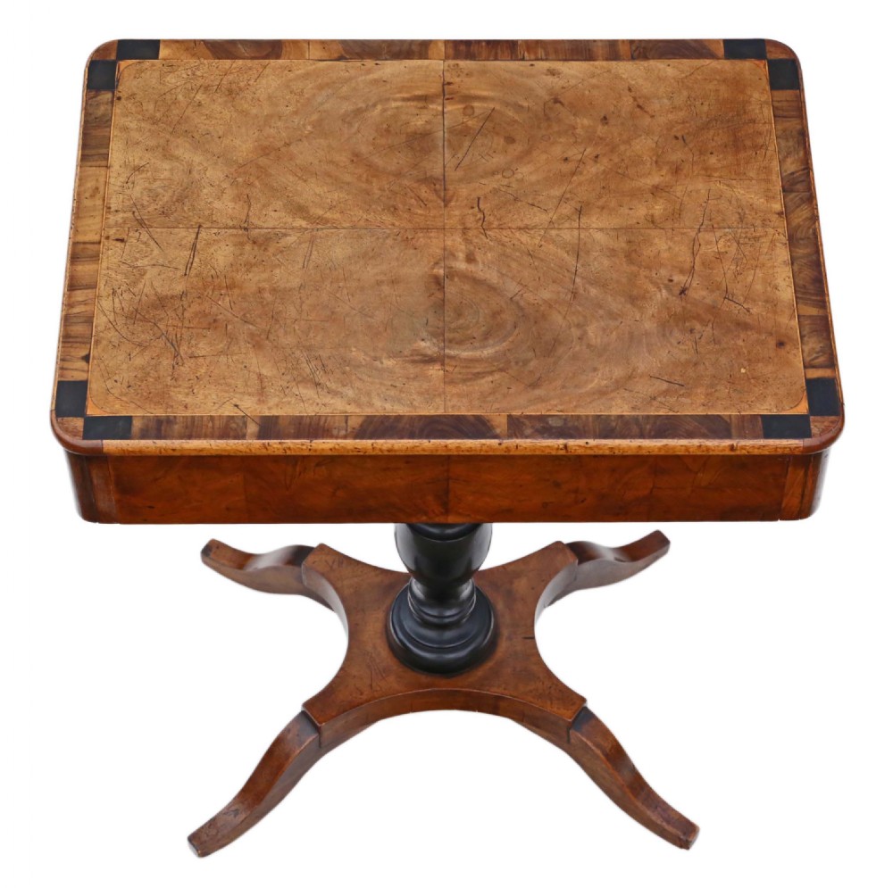 19th Century crossbanded walnut tea table View II